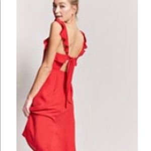 Forever 21 Ruffle Cut Out Dress Red
